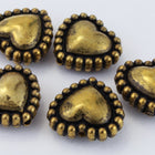 10mm Antique Gold Beaded Heart #MPB149