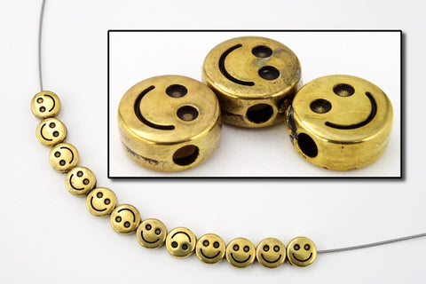 6mm Antique Gold Smiley Bead (4 Pcs) #MPB150