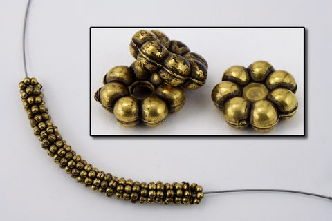 6mm Antique Gold Beaded Daisy (4 Pcs) #MPB184