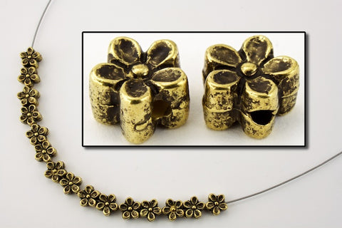 7mm Antique Gold Flower Bead (2 Pcs) #MPB185