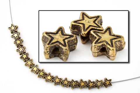 6mm Antique Gold Star Bead (4 Pcs) #MPB188