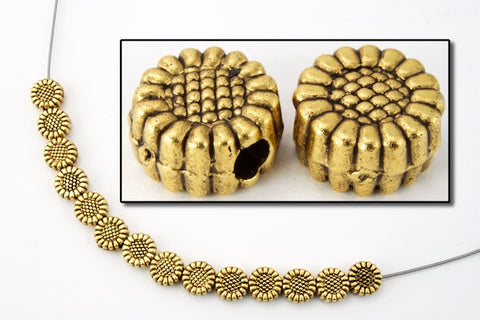 6mm Antique Gold Sunflower Bead (2 Pcs) #MPB191