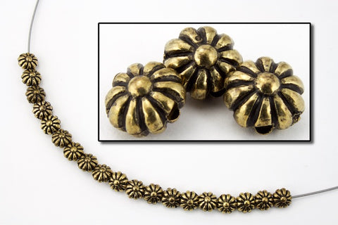 4mm x 5mm Antique Gold Flower Bead (4 Pcs) #MPB197
