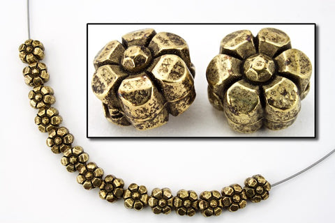 5mm x 7mm Antique Gold Flower Bead (2 Pcs) #MPB199