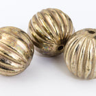 12mm Antique Gold Ribbed Melon Bead #MPC006-General Bead
