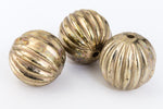 12mm Antique Gold Ribbed Melon Bead #MPC006-General Bead