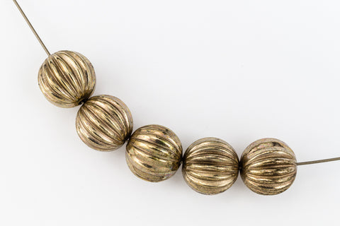 12mm Antique Gold Ribbed Melon Bead #MPC006-General Bead