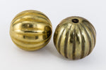 14mm Antique Gold Ribbed Melon Bead #MPC007-General Bead