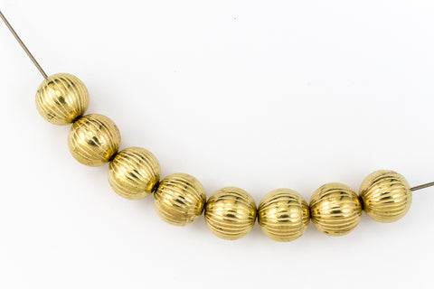 8mm Bright Gold Ribbed Melon Bead #MPC013-General Bead