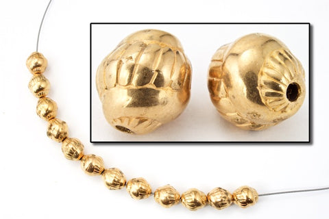 8mm x 10mm Bright Gold Spiraled Oval Bead (10 Pcs) #MPC020-General Bead