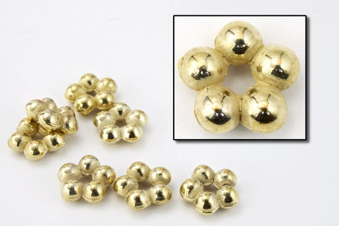 8mm Bright Gold Beaded Flower (6 Pcs) #MPC055