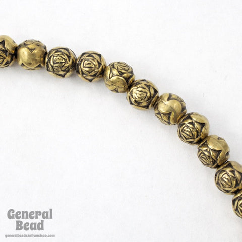 6mm Antique Gold Rose Bead #MPD015-General Bead