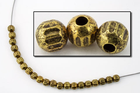 4mm Antique Gold Ridged Bead (20 Pcs) #MPD028-General Bead