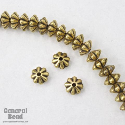 6mm Antique Gold Grooved Rondelle #MPD030-General Bead