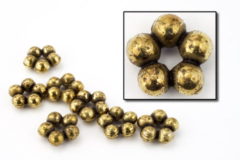 8mm Antique Gold Beaded Flower (6 Pcs) #MPD055