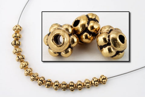 5mm Antique Gold Beaded Bicone (2 Pcs) #MPD205