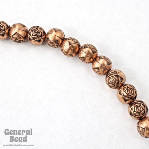 6mm Antique Copper Rose Bead #MPF015-General Bead