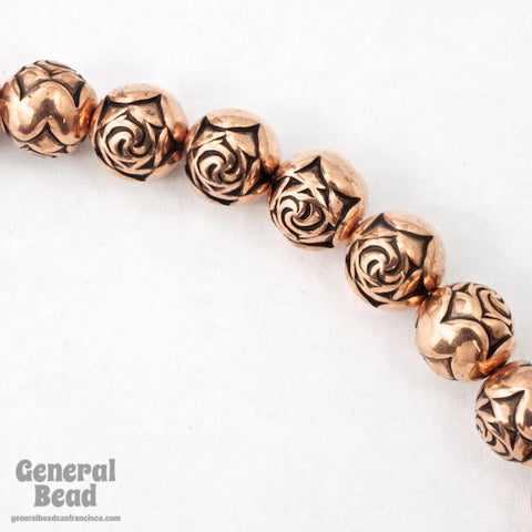8mm Antique Copper Rose Bead #MPF016-General Bead