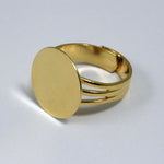 Gold Ring Base with 15mm Pad #MRA013-General Bead