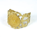 Raw Brass Filigree Ring Base with 10mm Pad-General Bead