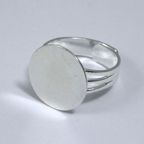Silver Ring Base with 15mm Pad #MRB013-General Bead