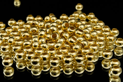 8/0 Yellow Brass Plated Metal Seed Bead