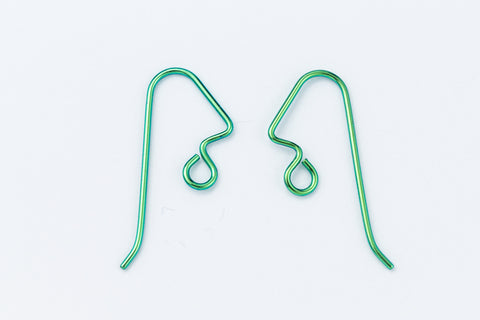 22mm Green Niobium Angular Ear Wire #NFN017-General Bead