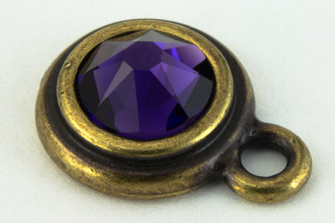 34ss Purple Velvet/Antique Brass Tierracast Bezel Ear Post with Loop #CKD316-General Bead