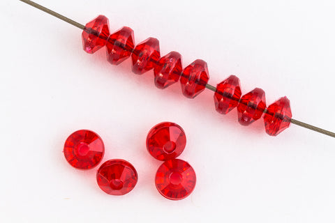 6mm Transparent Ruby Plastic Faceted Rondelle (1500 Pcs) #QPB025-General Bead