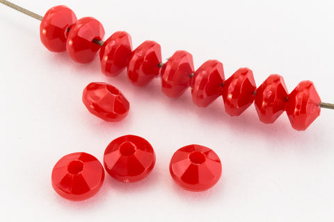 6mm Opaque Red Plastic Faceted Rondelle (1500 Pcs) #QPB030-General Bead