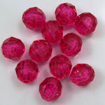 Transparent Fuchsia Quality Plastic Faceted Bead-General Bead