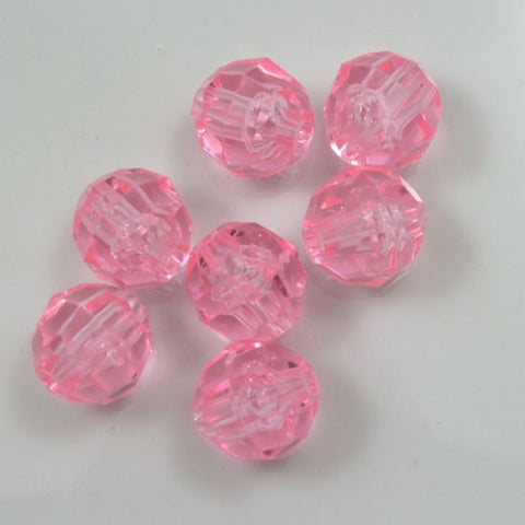 Beadery Transparent Pink Faceted Round Beads (4mm, 6mm, 8mm, 10mm)-General Bead