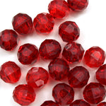 Beadery Transparent Ruby Faceted Round Beads (4mm, 6mm, 8mm, 10mm, 12mm)-General Bead