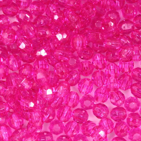 Beadery Transparent Fuchsia Faceted Round Beads (6mm, 8mm)-General Bead