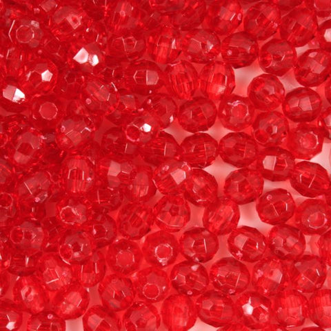 Beadery Transparent Dark Ruby Faceted Round Beads (6mm, 8mm)-General Bead