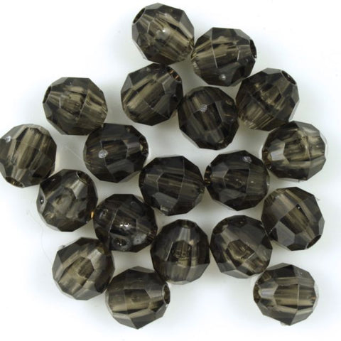 Beadery Transparent Jet Faceted Round Beads (10mm)-General Bead