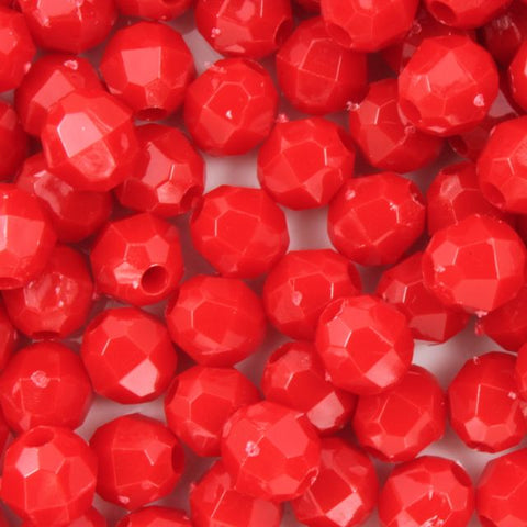 Beadery Opaque Red Faceted Round Beads (4mm, 6mm, 8mm, 10mm, 12mm)-General Bead