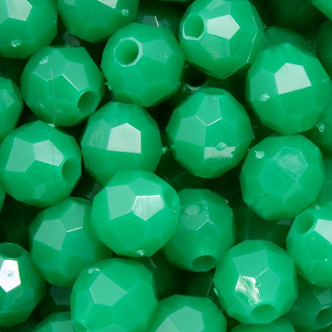 Beadery Opaque Green Faceted Round Beads (6mm)-General Bead