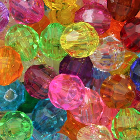 Transparent Mix Quality Plastic Faceted Bead-General Bead