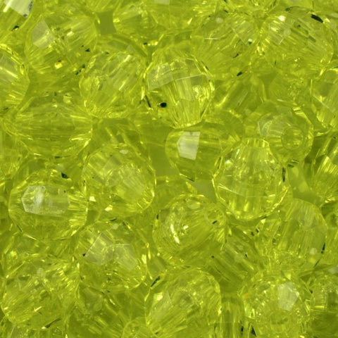 Yellow 4mm Round Faceted Plastic Craft Bead-General Bead