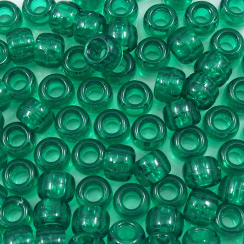 6mm x 9mm Emerald Pony Plastic Craft Bead-General Bead