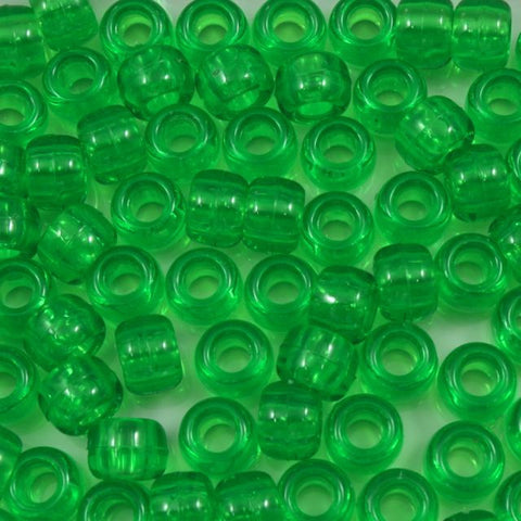 6mm x 9mm Transparent Lime Pony Plastic Craft Bead-General Bead