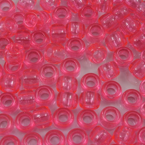 6mm x 9mm Transparent Pink Pony Plastic Craft Bead-General Bead