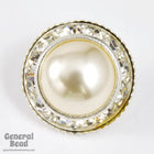 16mm Ivory Pearl Rhinestone Button-General Bead