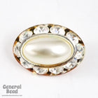 13mm x 18mm Cultura Pearl Rhinestone Button-General Bead