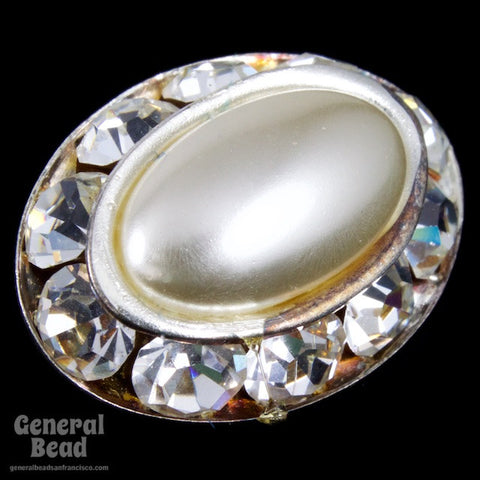 13mm x 18mm Cultura Pearl Rhinestone Button-General Bead