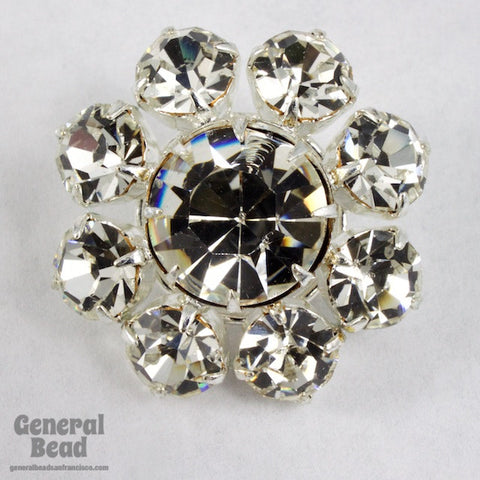 23mm Crystal Rhinestone Flower Button-General Bead