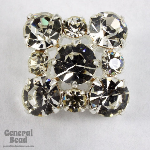 20mm Square Crystal Rhinestone Button-General Bead