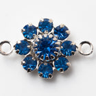 Swarovski Rhinestone Sapphire/Silver 2 Loop Flower Connector #RSG075