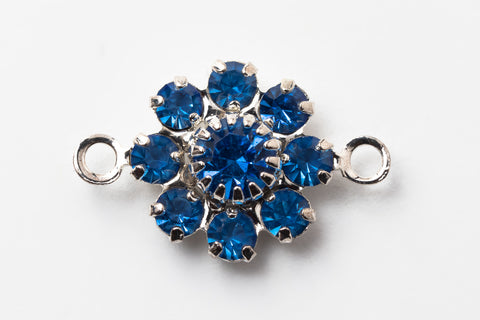 Swarovski Rhinestone Sapphire/Silver 2 Loop Flower Connector #RSG075